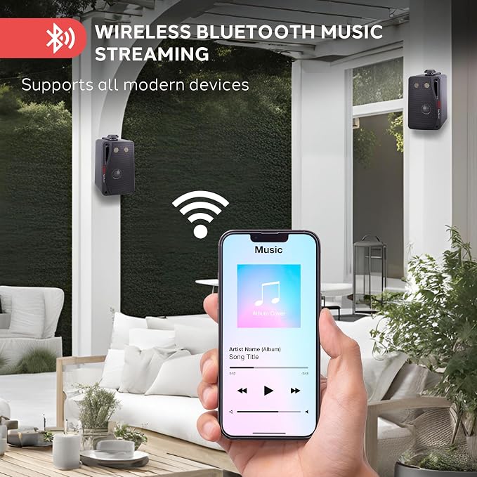 Outdoor Waterproof Wireless Bluetooth Speaker - 3.5 Inch Pair 3-Way Active Passive Weatherproof Wall, Ceiling Mount Dual Speakers System w/Heavy Duty Grill, Patio, Indoor Use - Pyle PDWR42BBT (Black)