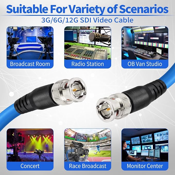Superbat SDI BNC Cable 3G/6G/12G (Belden 1694A, 2ft) - Supports HD-SDI/3G-SDI/4K/8K, Precision Video Cable for SDI (1Pcs)