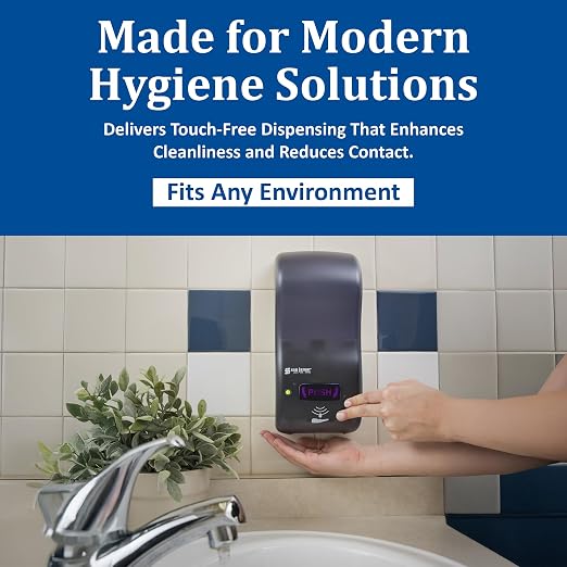 San Jamar Classic Rely Hybrid Electronic Liquid and Lotion Soap Dispenser Hand Sanitizer Dispenser for Bathroom, Kitchen, Restrooms, and Restaurants, Plastic, 900 Ml, Black Pearl