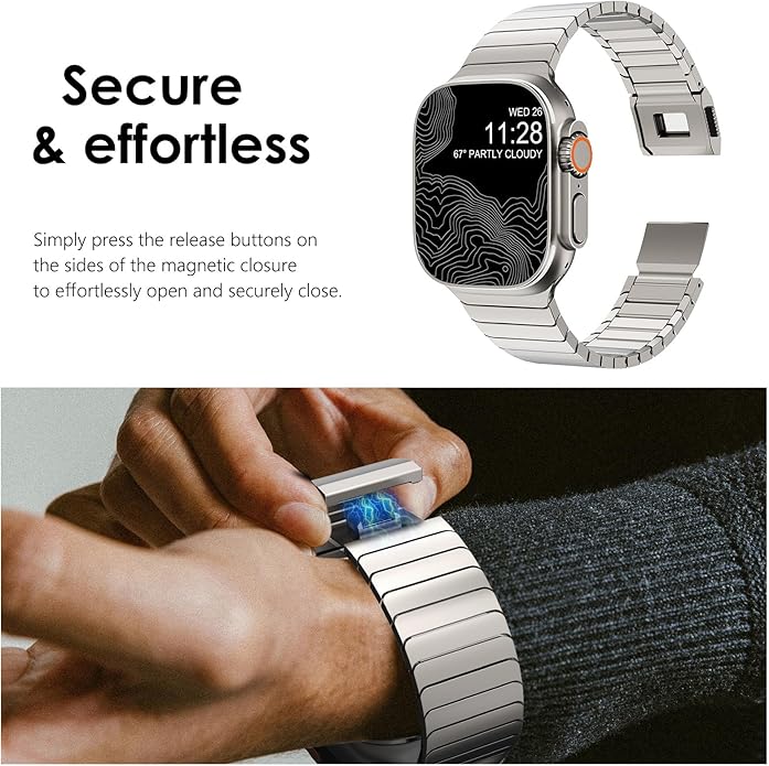 NewWays Titanium & Stainless Steel Link Bracelet for Apple Watch Band Ultra 3 2 1 Band 49mm Series11 10 46mm 42mm 45mm 44mm 41mm 40mm 38mm Series 3-11