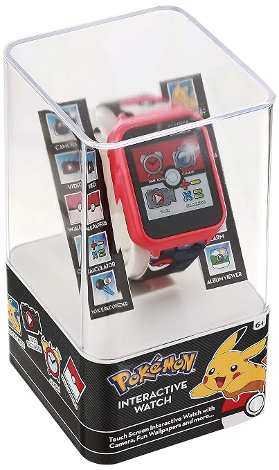 Accutime Pokemon Pokeball Touchscreen Kids Smart Watch - Red Interactive Educational Toy Watch with Camera, Alarm, Calculator for Boys & Girls - POK4230AZ