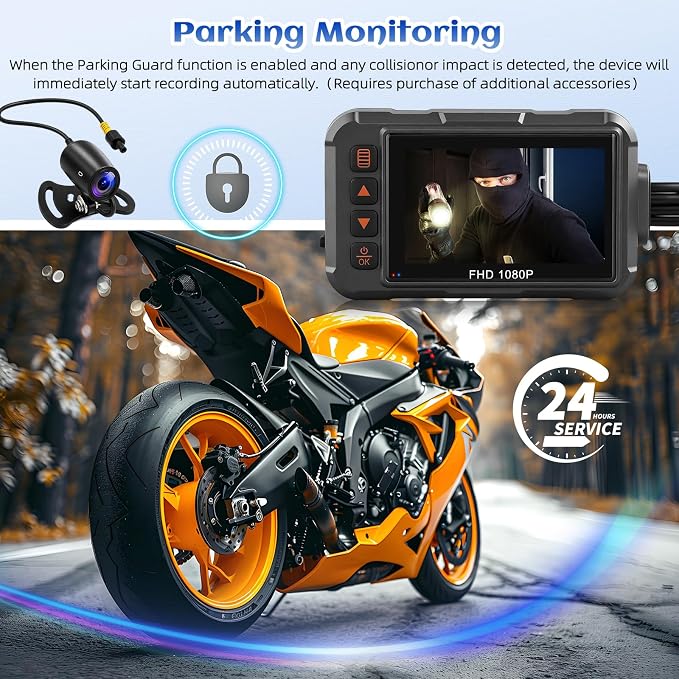 Motorcycle Dash Cam Dual HD Camera Front and Rear View,3" IPS Screen 1080P IP65 Waterproof 150° Wide Angle Sportbike Recording DVR with G-Sensor,Loop Recording,Night Vision,Parking Monitor