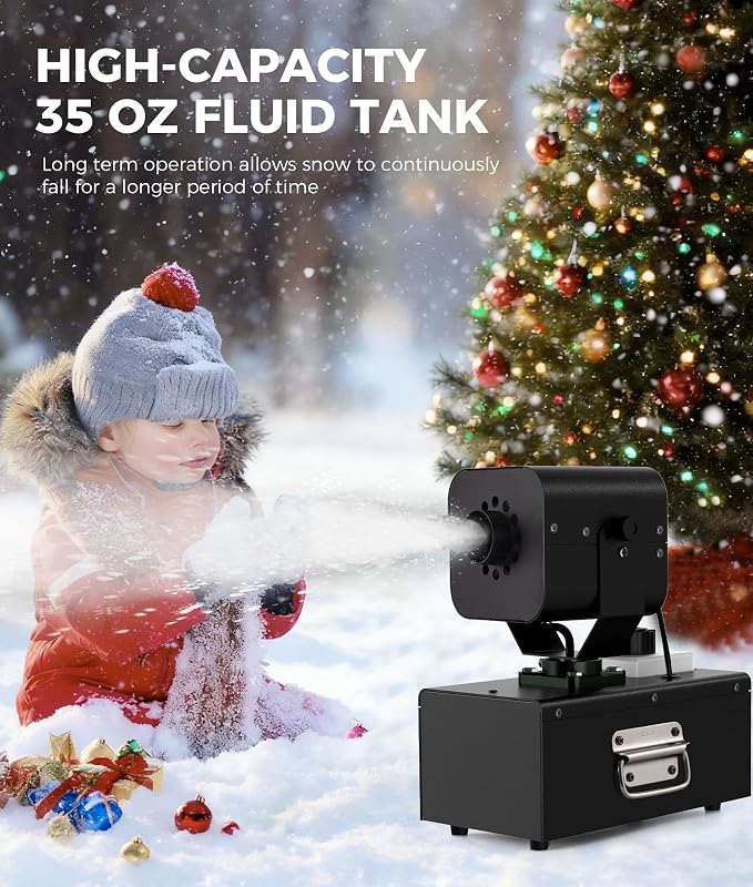 IMONE 1200W Snow Machine 90° Automatic Oscillation, Adjustable Snow Volume & Flake Size, 1L Tank, Dual Wired & Wireless Remote Control, Outdoor Snowflake Maker for Christmas, Weddings, Parties & Stage