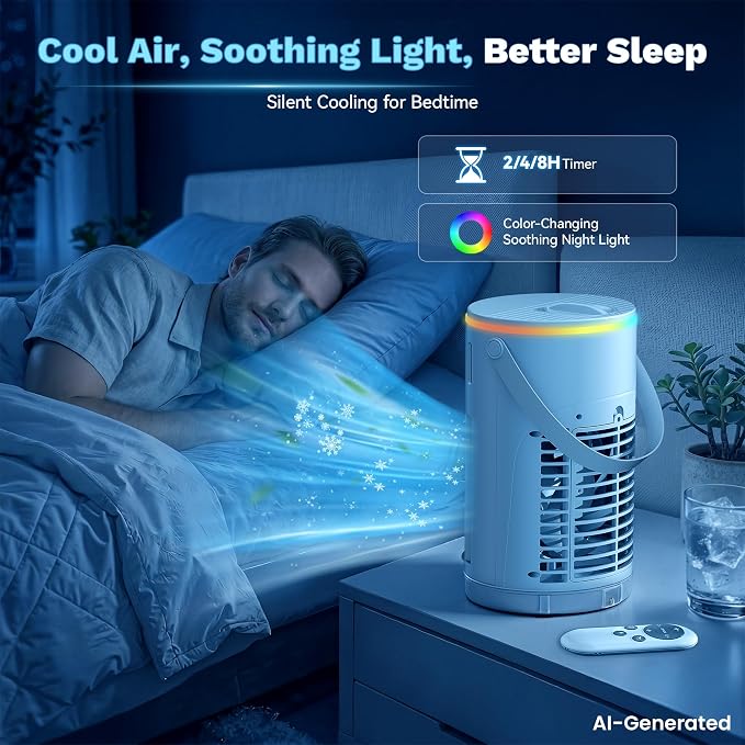 Portable Air Conditioners, Mini Evaporative Air Cooler 1200ML with Ice Cooling Mist, Fans That Blow Cold Air Like AC, Personal Swamp Cooler Quiet for Bedroom, Home Office Desk and Dorm