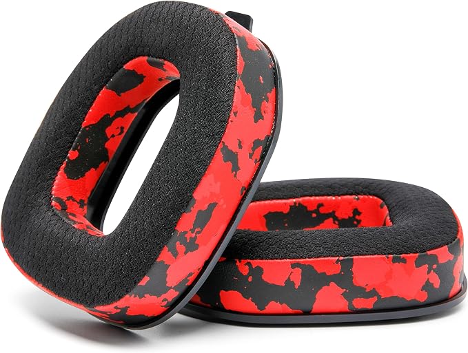 WC Freeze A40- Hybrid Fabric Cooling Gel Replacement Earpads for Astro A40 TR Only, Made by Wicked Cushions, Improved Durability, Thickness and Sound Isolation | Red Camo
