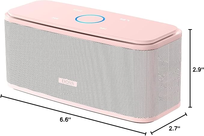 DOSS SoundBox Touch Wireless Bluetooth Speaker-12W HD Sound with Rich Bass, IPX5 Waterproof, 20H Playtime, Handsfree, for Gatherings, Home, Office, Outdoor, Travel-Light Pink