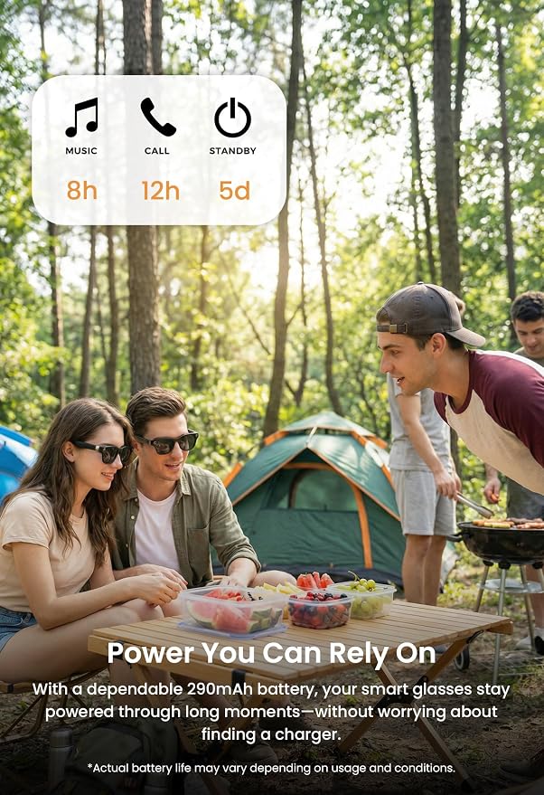 DPVR AI Smart Glasses with Camera and Bluetooth – 8MP HD Sunglasses with Camera, Video Recording Glasses, Real-Time Translation, Voice Assistant, Open-Ear Audio for Travel, Work, Music, and Daily Use