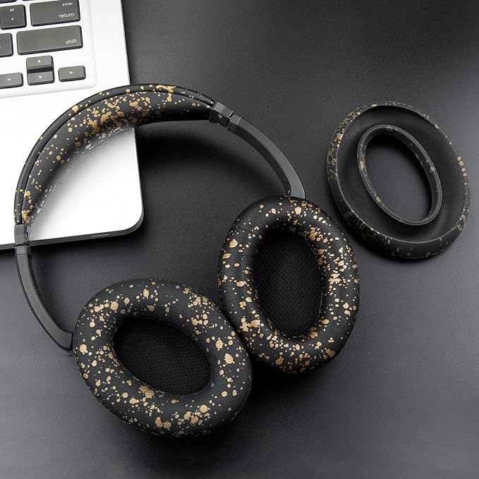SOULWIT Replacement Kit for Bose QC15/QC2 QuietComfort Headphones, Ear Pads Cushions + Headband + Silicone Earpads Cover Protector - Black Gold