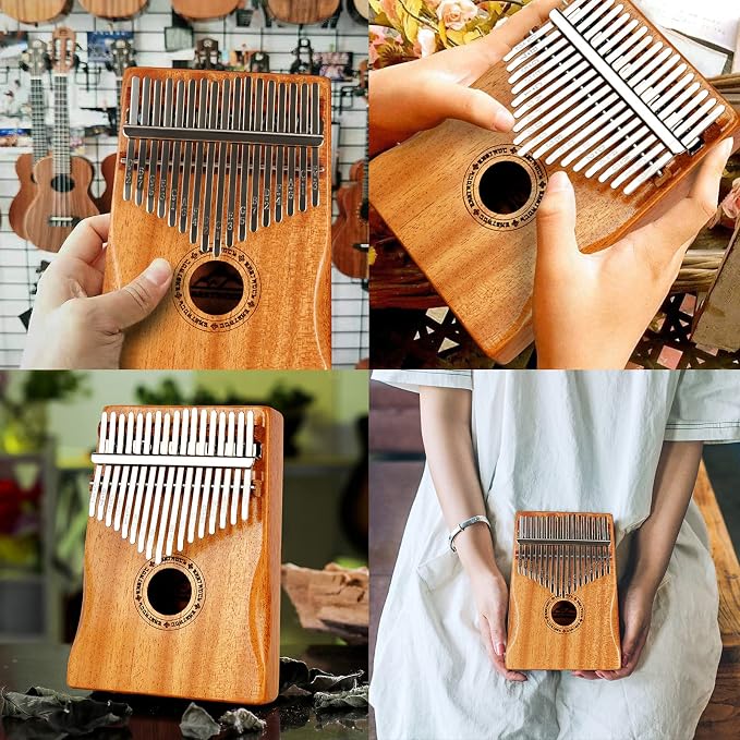 EASTROCK Kalimba Thumb Piano 17 Keys, Portable Mbira Finger Piano Tune Hammer and Study Instruction, Musical Instrument Gifts for Adults Beginners Professional