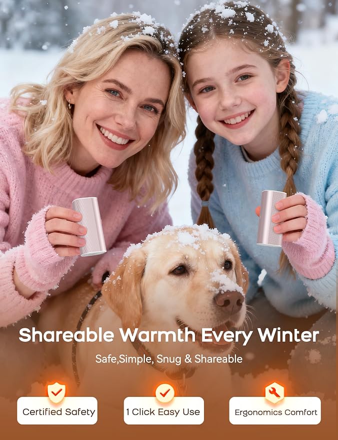 RORRY Hand Warmers Rechargeable 2 Pack, 10000mAh 360° Heating Magnetic Electric Hand Warmer, 24Hrs Warmth Portable Reusable Pocket Heater for Camping Hunting Gifts for Men Women