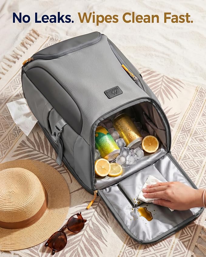 MATEIN HER Cooler Backpack for Women with Hook-and-Loop Top Lid, Leakproof Backpack Cooler 30 Cans with Insulated Can Sleeves, Waterproof Soft Lunch Bag for Beach Picnic Camping Travel Fits 17" Laptop
