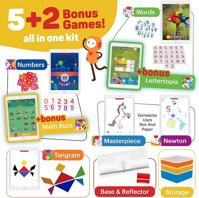 Osmo Genius Starter Kit for Kids Ages 6–10 | 7 Educational Learning Games | iPad Compatible | Educational STEM Learning System | Base Included (7 Games iPad)