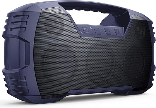 IPX7 Waterproof Outdoor Bluetooth Speaker, Wireless, 90W(Peak), 32H Playtime, Floating Design, Deep Bass & Loud Stereo Sound, Portable with Handle, Rugged for Pool, Beach, Kayaking, Hiking, Navy Blue