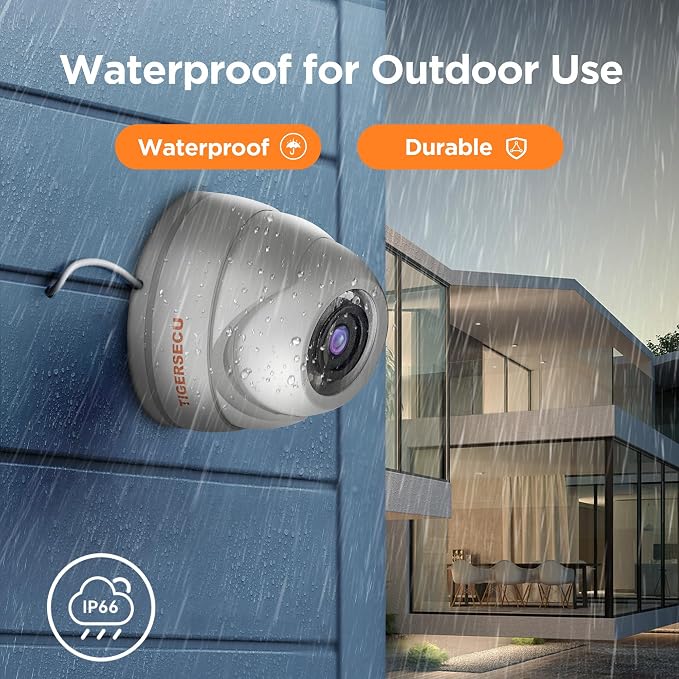TIGERSECU 1080P Metal Wide Angle Dome Security Camera for DVR, Weatheproof for Indoor/Outdoor Use, Hybrid 4-in-1 OSD Switch for TVI/CVI/AHD/CVBS DVRs (Power Supply and Coaxial Cable Sold Separately)