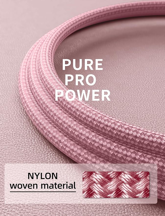 USBC Cable 10FT, 2Pack Long USBC Fast Charging Cable, Nylon Braided USB C to USB C iPhone Charger Cord Compatible with iPhone 17/16/15/Pro Max/Plus/Samsung Galaxy S23/LG and More-Pink