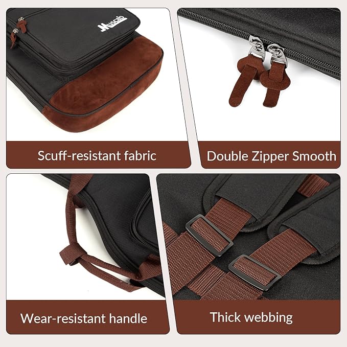 Electric Guitar Bag 0.5 Inch Padding Electric Guitar Case, Electric Guitar Gig Bag Backpack with Neck Strap and 4 Pockets, Black