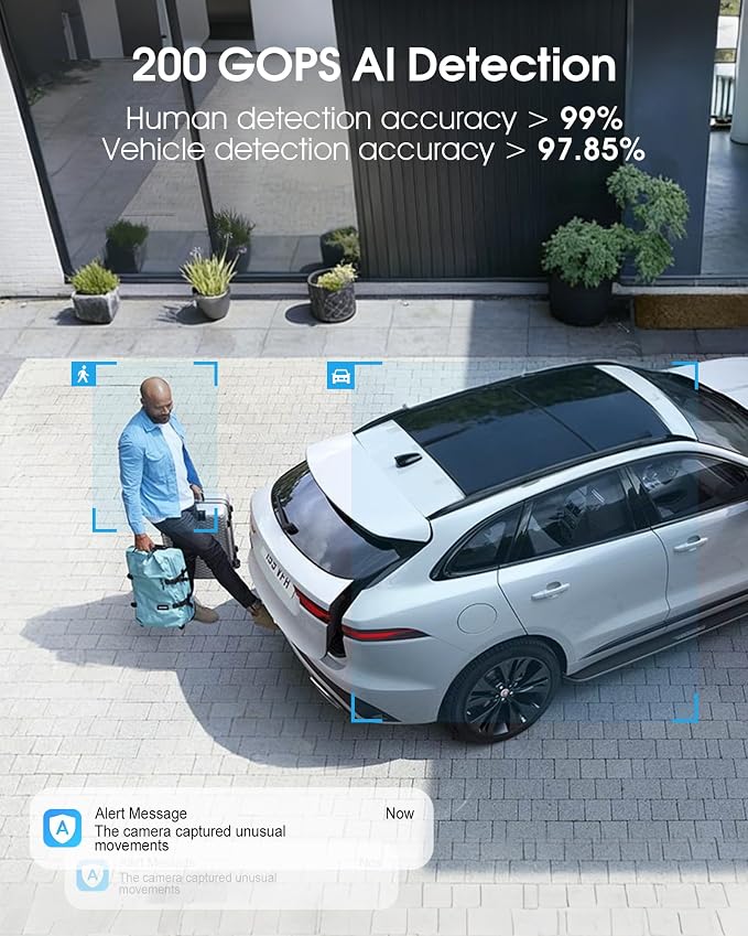 ANRAN AOV 24/7 Recording Solar Security Camera Outdoor,5MP WiFi Surveillance Wireless Cameras with 360° View, AI Auto Tracking, Color Night Vision, Compatible with Alexa