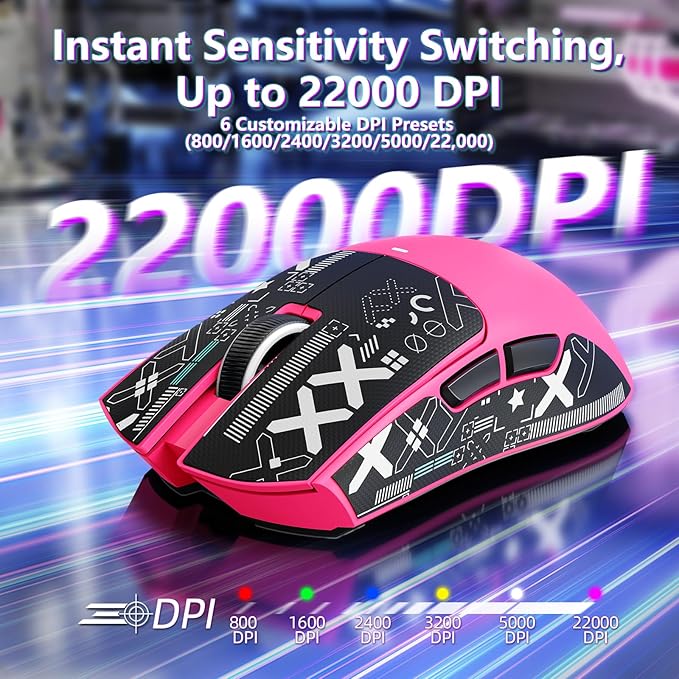 MAMBASNAKE Attack Shark X11SE Lightweight Wireless Gaming Mouse, Tri-Mode 2.4G/USB-C Wired/BT, 22K DPI, PAW3311 Optical Sensor, 59g, 5 Programmable Buttons, 300mAh Battery for PC/Mac((Berry-Griptape)