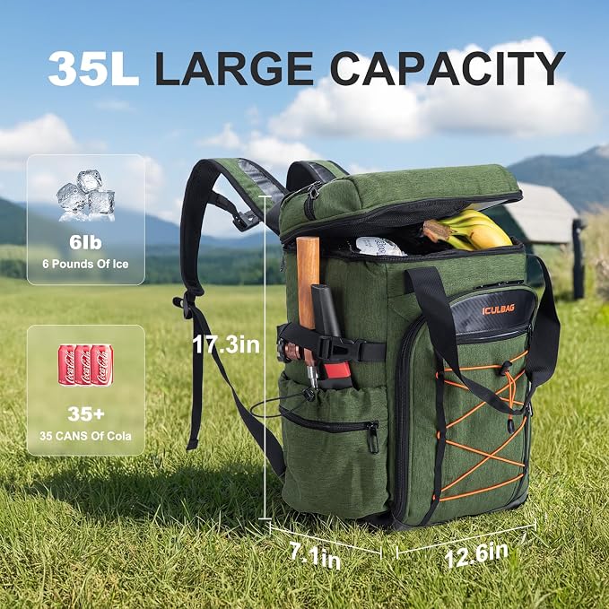 Backpack Coolers Insulated Leak Proof 38cans Soft Insulated Cooler Backpack for Women Men 12 Hours Cooling for Camping Hiking Beach Picnic