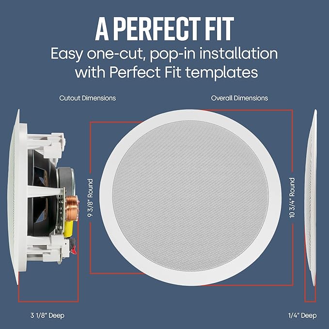 Polk Audio In-Ceiling Speakers RC80i, 8" | Set of 4 | Round | Indoor/Outdoor | Paintable Grille
