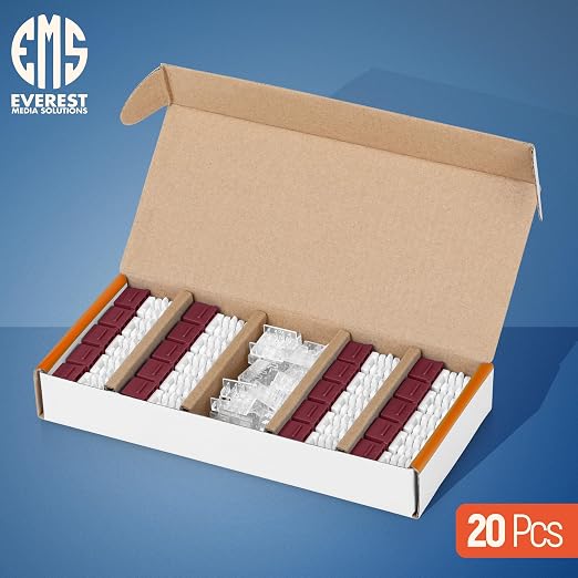 Everest 90° Angled RJ45 Cat6A Keystone Jacks 20-Pack in Red - Slim Profile Female RJ45 Connectors - Cat 6A Keystone Jack - Compatible with 90° Angled Speed Termination Tool - easyJACK (B094WB91H3)