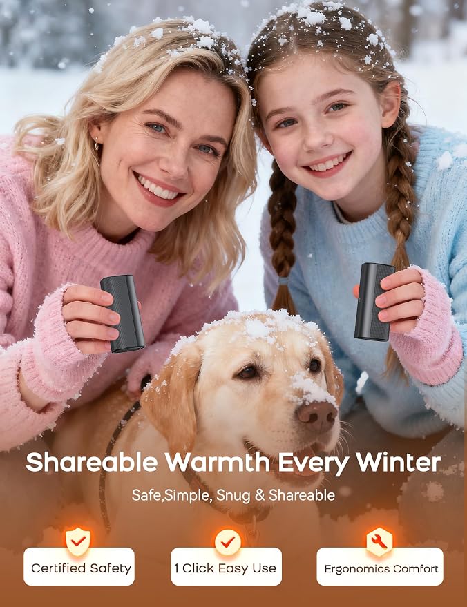RORRY Hand Warmers Rechargeable 2 Pack, 10000mAh 360° Heating Magnetic Electric Hand Warmer, 24Hrs Warmth Portable Reusable Pocket Heater for Camping Hunting Gifts for Men Women