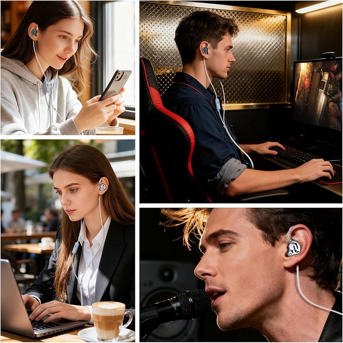 KZ ZS12 PRO 2 in Ear Monitor Headphones, 5BA+1DD 6 Hybrid Driver Gaming Earbuds Wired Earphones, HiFi Clarity Sound Immersive Bass IEMs for Gaming Musicians Singers Audiophiles (Black with Microphone)