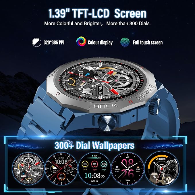 Smart Watch for Men (Answer/Make Calls), Rugged Men's Military Smartwatch, 1.39" HD Fitness Tracker with Heart Rate/Sleep/Step Monitor, 110+ Sport Modes, IP68 Waterproof Activity Tracker Android iOS