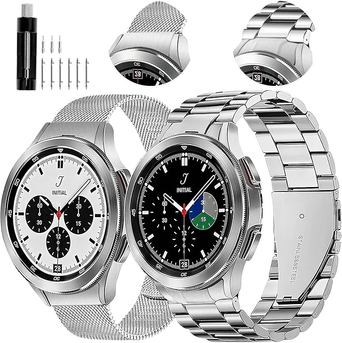 GOLDTOLUCK No Gap Stainless Steel Band Compatible with Samsung Galaxy Watch 8 7 6 5 4 Classic FE Pro Ultra 40mm 44mm 46mm 43mm 47mm 45mm 42mm Replacement Men Women Milanese Metal Elegant Casual