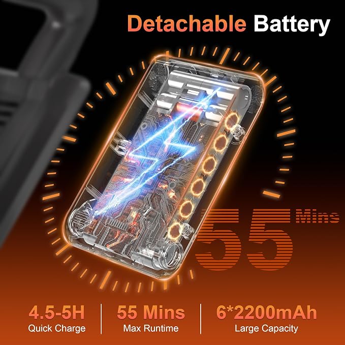 Zefiro Cordless Vacuum Cleaner, 600W 50KPA 55Mins Vacuum Cleaners for Home, Stick Vacuum with LED Display, Anti-Tangle, Wall Mount, Lightweight, Rechargeable Wireless Vacumm for Pet Hair (Orange)