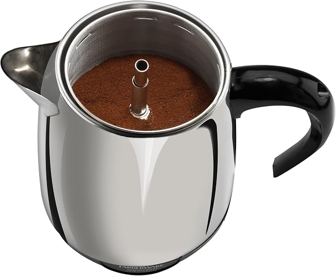 Farberware Electric Coffee Percolator, Stainless Steel Basket, Automatic Keep Warm, No-Drip Spout, 8 Cup