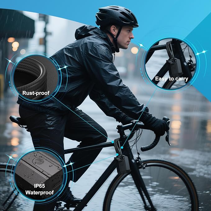 APECYC Fingerprint Bike U Lock with Cable, Heavy Duty Anti Theft Smart Lock | Unlock in 0.2 Seconds, Anti-theft Bicycle Lock with 4FT Cable for Commuting, E-bikes, Scooters, Motorcycles & Outdoor Parking
