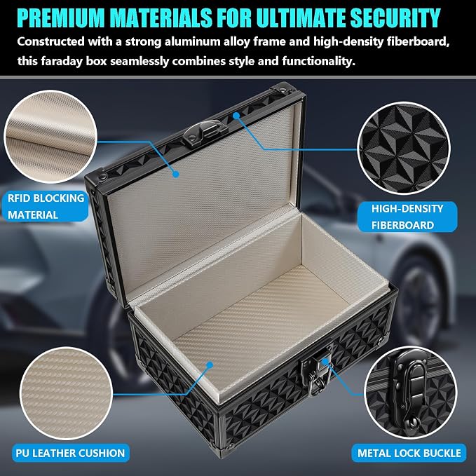 Faraday Signal Blocking Box for Car Keys, 3D Black | ﻿Faraday Box for Car Keys, RFID Signal Blocking Box, Anti-Theft Shielding Cage, Large