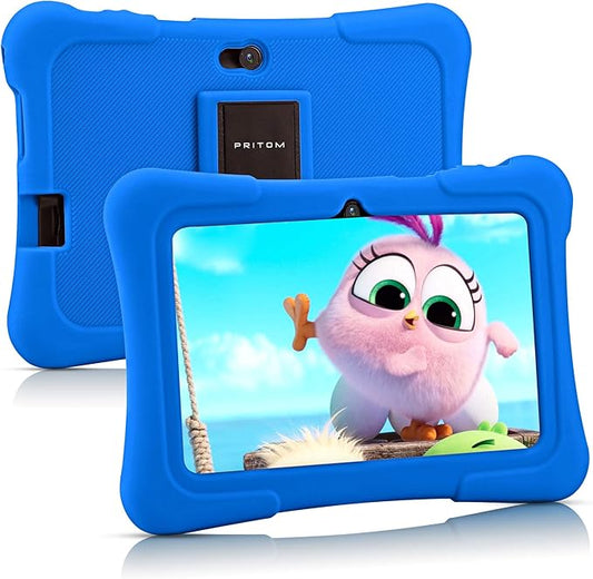 PRITOM 7 inch Kids Tablets, Android Tablet for Toddler, 32GB, WiFi, Educationl, Games,Parental Control, Kids Software Pre-Installed with Kids-Tablet Case, Great Size, Dark Blue