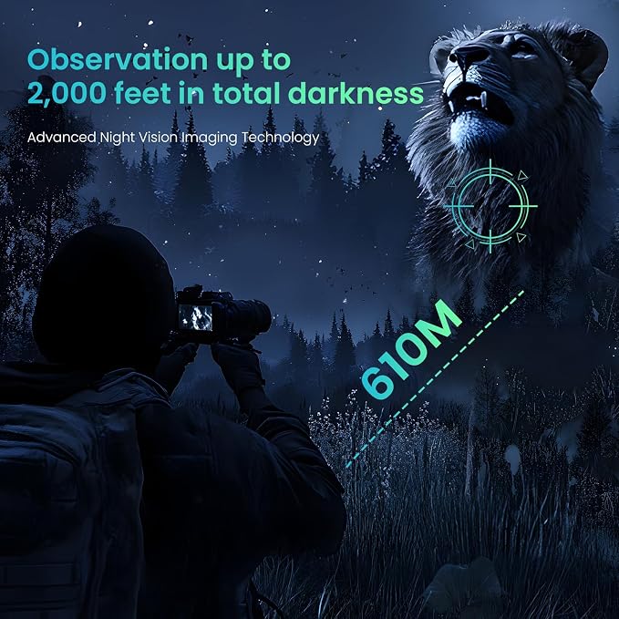 Night Vision Goggles, 4K Night Vision Binoculars for Adults, 3'' HD Screen & 8X Digital Zoom External Flashlight, 2000FT Viewing Range for Outdoor Camping