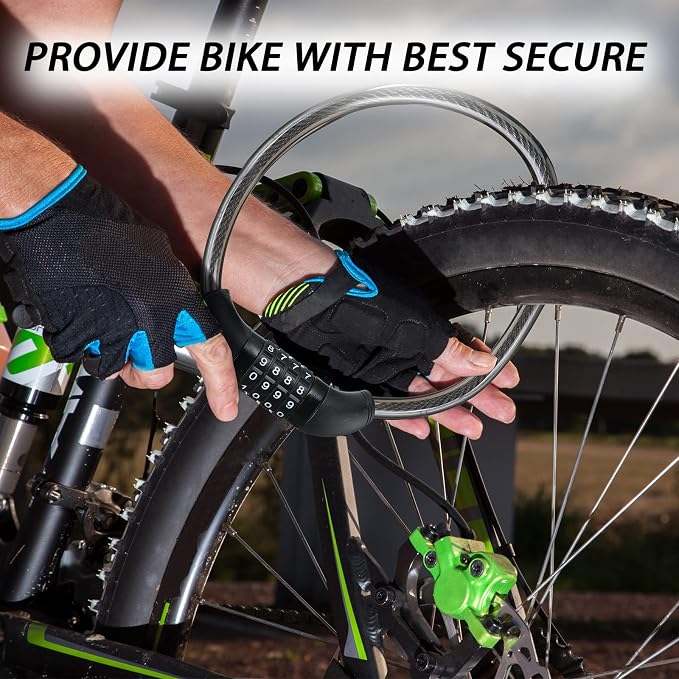 Hotop 8 Pcs Bike Locks Bulk High Security 4 Digit Heavy Duty Bicycle Cable Locks with Mounting Bracket 4 Ft Resettable Coiling Bike Lock with Combination, 1/2 Inch Diameter(Black)