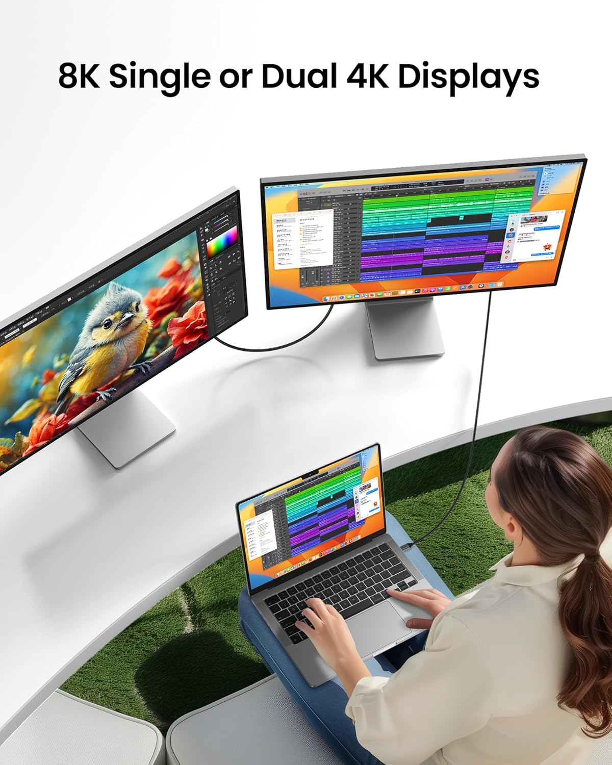 Silkland USB 4 Cable for Thunderbolt 4 Cable 3.3FT, 40Gbps Data Sync, 8K/5K USB C Monitor [USB-IF Certified] Netbraid-48 240W USB C Thunderbolt, Compatible for SSD, MacBook, iPad,Docking