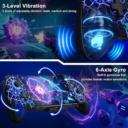 Gammeefy Switch Controller – Hall Effect Joysticks & Enhanced Grip – One Piece Switch Joypad Replacement Switch Pro Controller with 8-Color RGB Lighting, Turbo, Macros - Spider Silk, 6.2"/7"