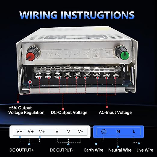 Adjustable Power Supply DC 0-24V 0-25A 600W with LED Display 24V Power Supply Variable AC to DC Converter 110V to 24V Designed for LED Light Car Stereo Electronics (24V-25A-600W, DC24V)