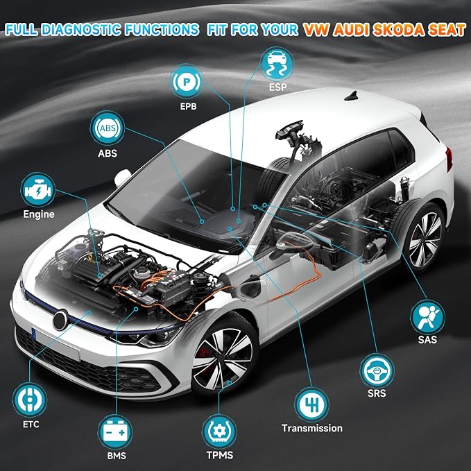 ANCEL BD500 All System Bluetooth 5.0 OBD2 Scanner fit for VW Audi Seat Skoda Seat with ANCEL VD700 All System OBD2 Scanner with 8 Special Functions for VAG Vehicles