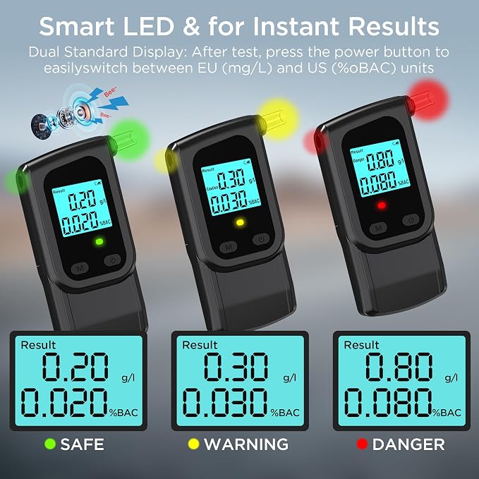 Breathalyzer, Portable BAC Tester (Black)