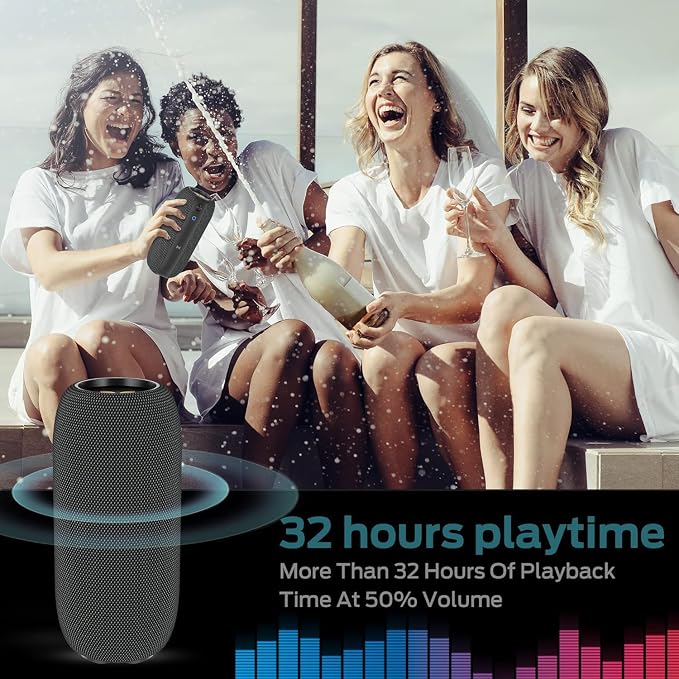 Monster S320 Bluetooth Speaker, 40W True Wireless,360° Stereo Sound Effect,IPX7 Waterproof, 32 Hour Playing Time,Suitable for Outdoor Portable Speaker,Black