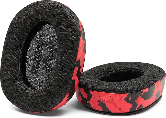 WC Freeze V2 G PRO X – Angled Cooling Gel Earpads Compatible with Logitech G Pro X Series by Wicked Cushions | Angled Pads for Extreme Comfort, New Freeze V2 Cooling Fabric, Extra Thick | Red Camo