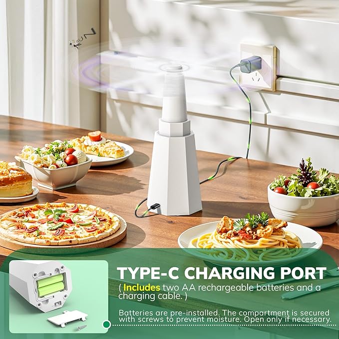 6-Pack Rechargeable Fly Fans for Tables Up to 10-Hour Working Time, Indoor Outdoor Mute Food Fans to Keep Flies Away, Retractable Table Fans with Hook for Home Restaurant Party Picnic Patio, White