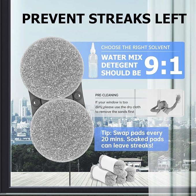 S1 Window Cleaning Robot with Dual Water Spray 3500Pa Houshold Window Cleaner Robots with Toolbox 6.0 AI Path Planning for Framed/Frameless Glass Low Noise Glass Cleaning Robot with Belt