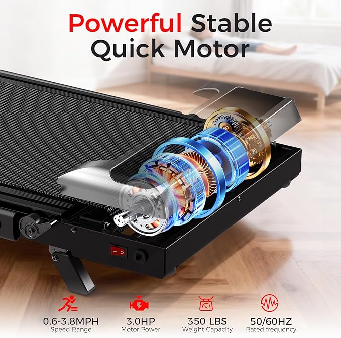 Walking Pad Treadmill with 8% Incline, 0.6-3.8MPH Foldable Treadmills with Remote for Small Home, 3.0HP Compact Walking Pad with Handle Bar, Easy Assembly, 350 LBS