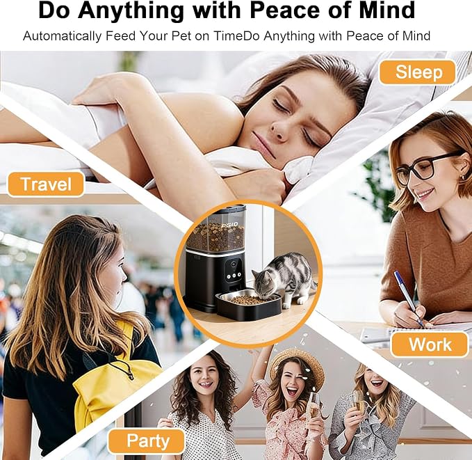 Automatic Cat Feeder,2.4G WiFi Automatic Dog Food Dispenser，Auto Dog Feeder with APP Control,5L Timed Auto Cats Food Dispenser w 2-Way Audio for Multiple Pet