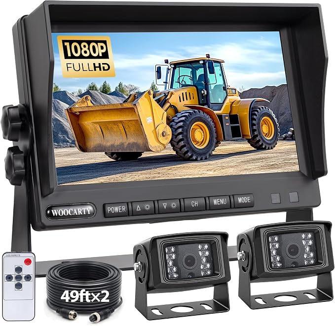 7" AHD1080P 2-Wired RV Backup Camera System, IP69K Waterproof IR Night Vision Reversing Cameras, Vibration-Proof 20G for Trailer/Tractors/Truck/Excavator/Caravan/Skid Steer/Heavy Equipment