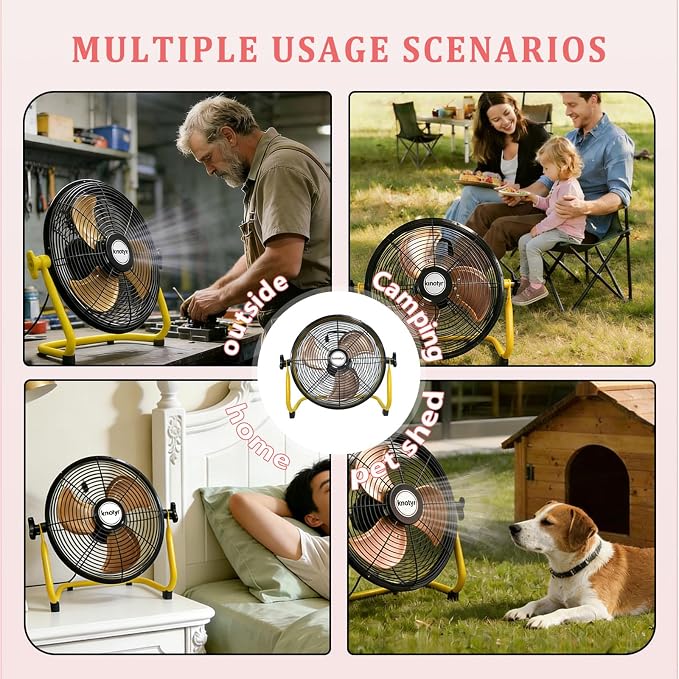 Outdoor Fan Can Running 5-24 Hours,Solar Powered Fan For Shed,Home,Ouside,Camping，with USB Output For Emergency Situation Without Electric