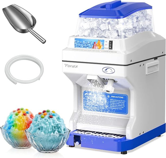 Electric Ice Crusher Shaver, 300W Snow Cone Maker Machine 441LBs/hr Thickness Adjustable for Bar Parties Events Snack(5.8Qt)